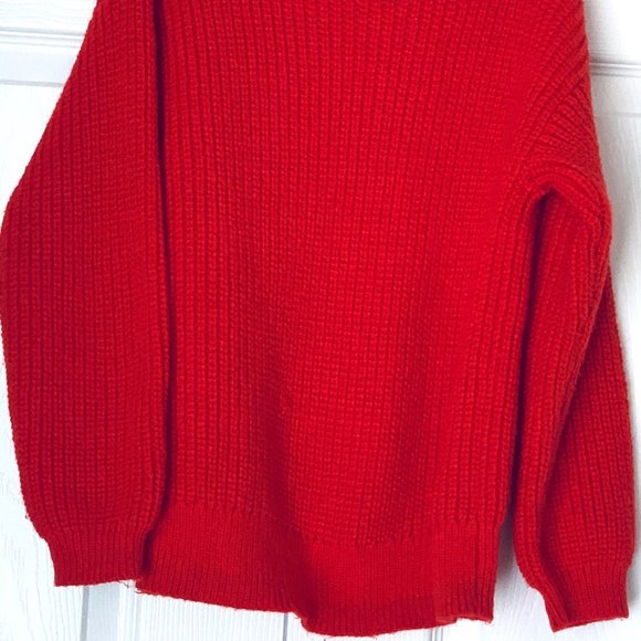 KIDS Red Cable Knit Cunky Long Sleeve Soft Sweater Unisex - Picture 9 of 12